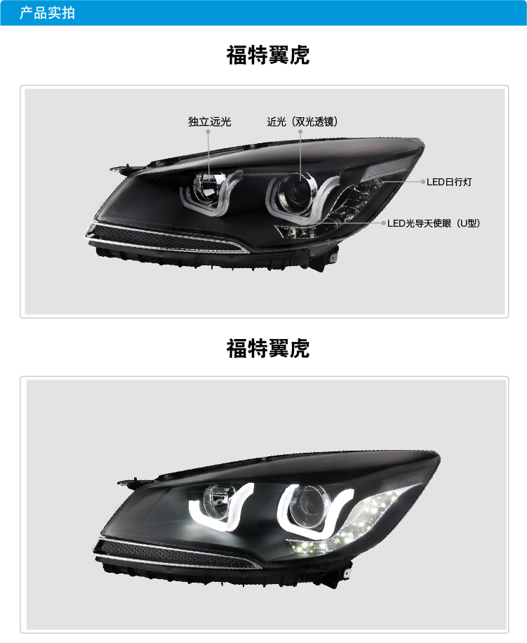 福特翼虎日行燈氙氣大燈Q5透鏡大燈總成03