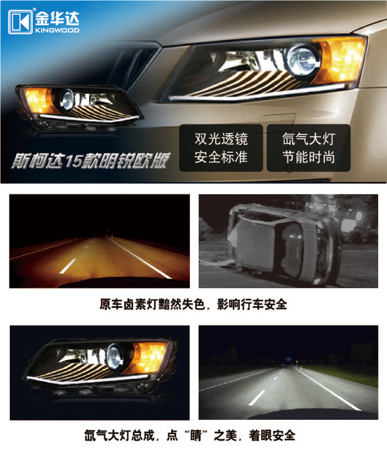 斯柯達15款新明銳雙光透鏡大燈總成01